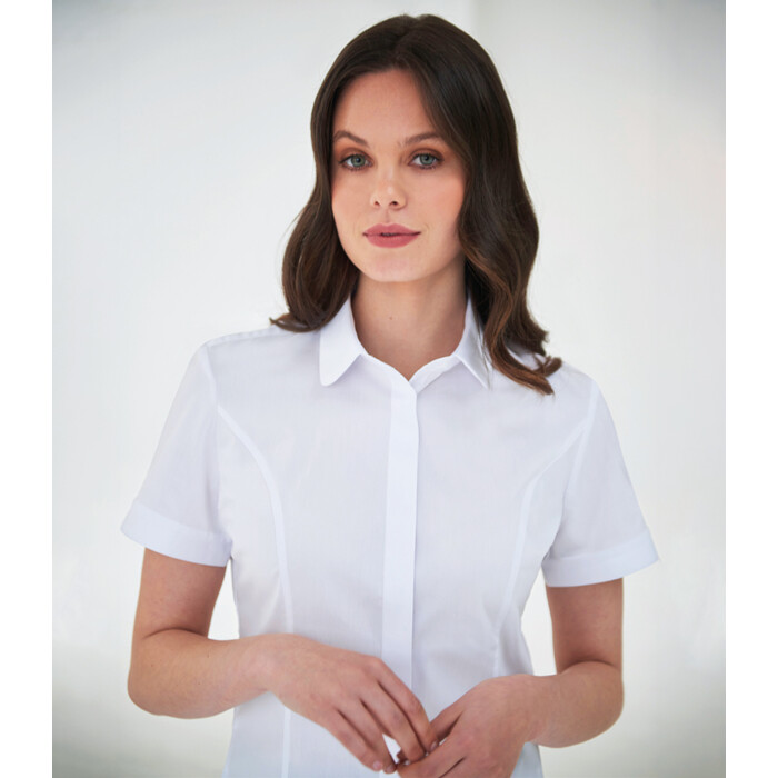 Brook Taverner Ladies Soave Short Sleeve Poplin Shirt Thumbnail
