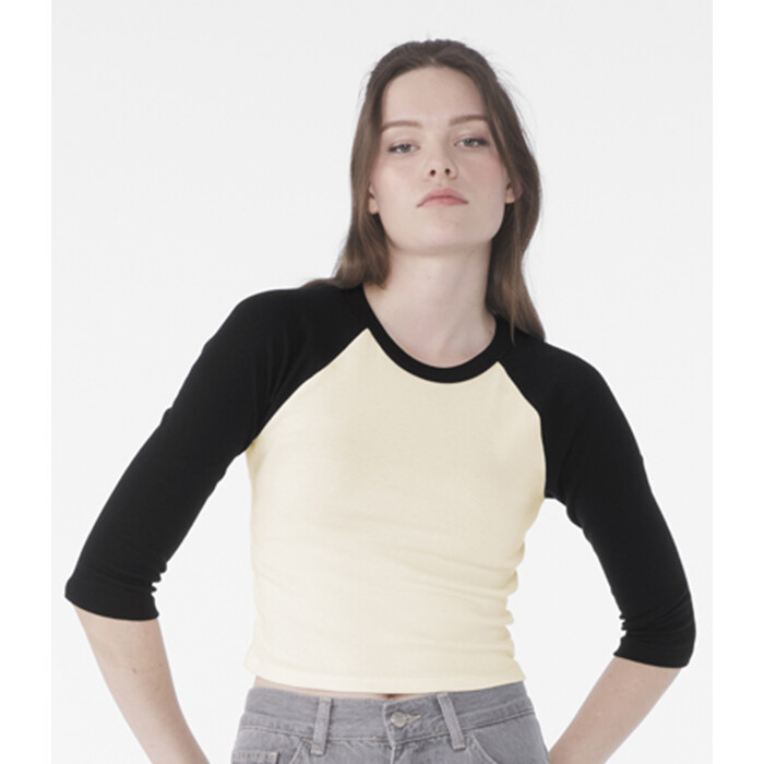 Bella Ladies Micro Rib 3/4 Raglan Baby T-Shirt Thumbnail