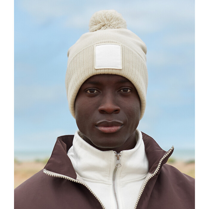 Beechfield Appliqué Patch Pom Beanie Thumbnail