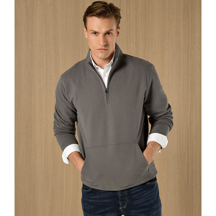 Kustom Kit Regular Fit 1/4 Zip Piqué Sweatshirt Thumbnail