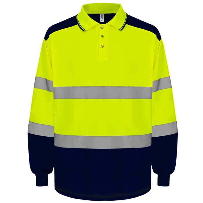 Yoko Two Tone Long Sleeve Polo Shirt Thumbnail