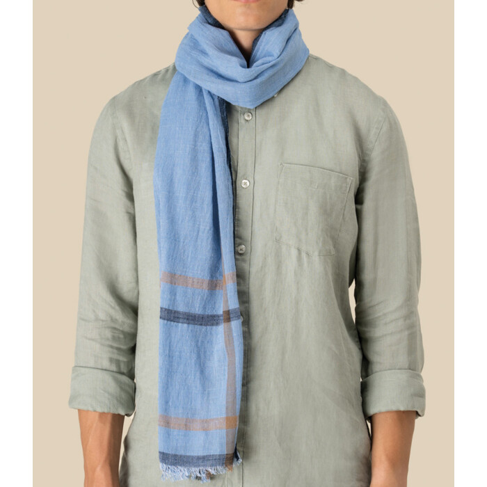 Spasso Blue Double Striped Scarf Thumbnail