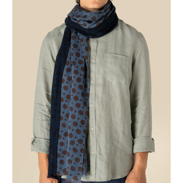 Spasso Blue Garnet Flowers Scarf Thumbnail