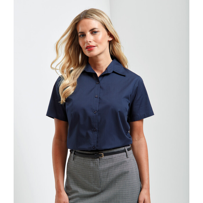 Premier Ladies Short Sleeve Poplin Blouse Thumbnail