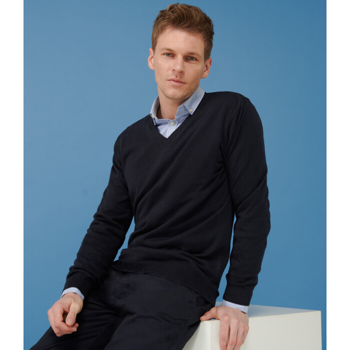 Henbury Lightweight Cotton Acrylic V Neck Sweater with Optional Personalisation (Embroidery) Thumbnail